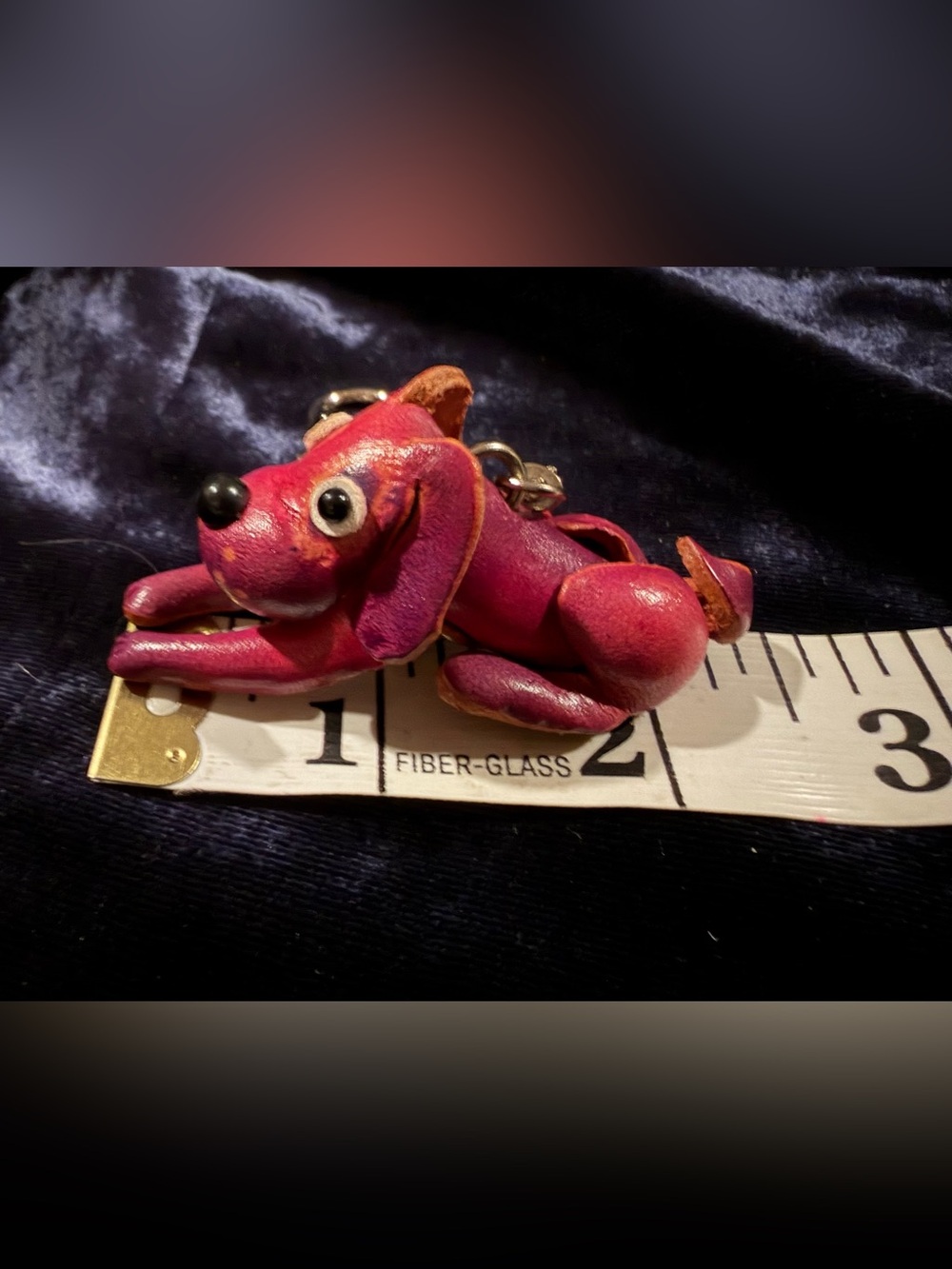 Handcrafted 3D Leather Dachshund Keychain / Purse Charm